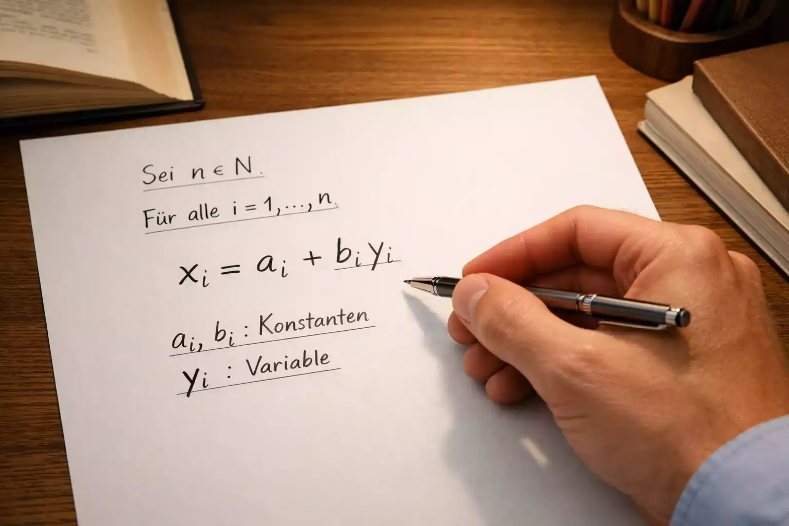Mathematische Formel auf einem Notizblock