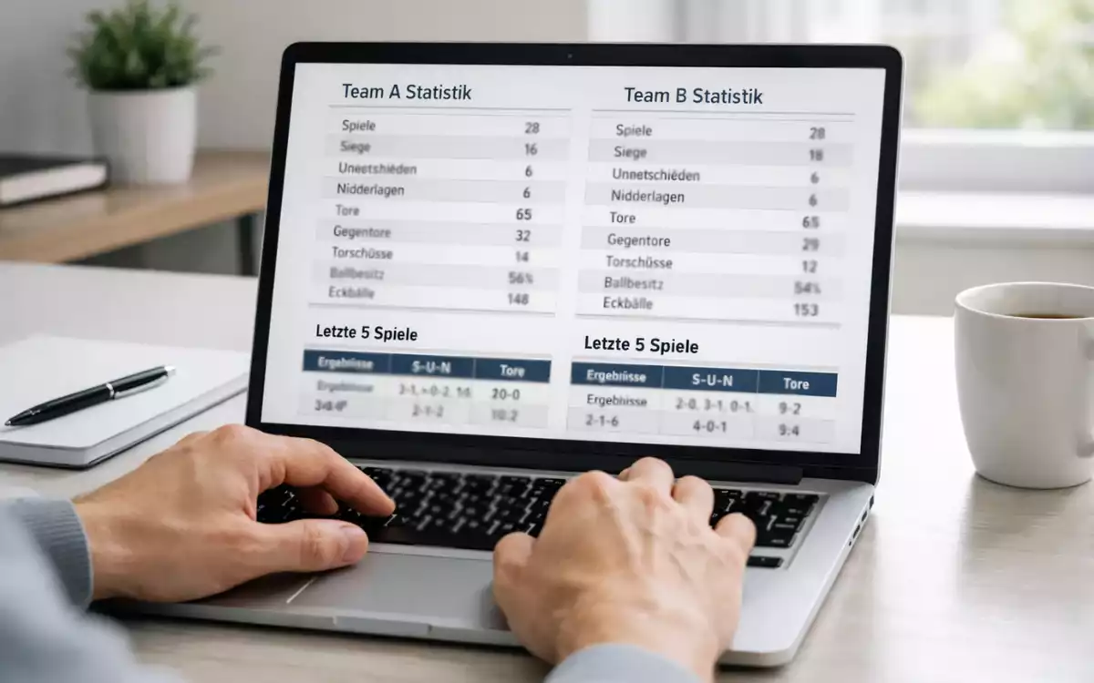 Person vergleicht Wettquoten auf dem Laptop