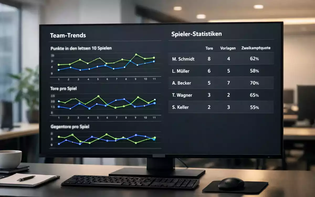 Fußball-Statistiken auf einem Bildschirm